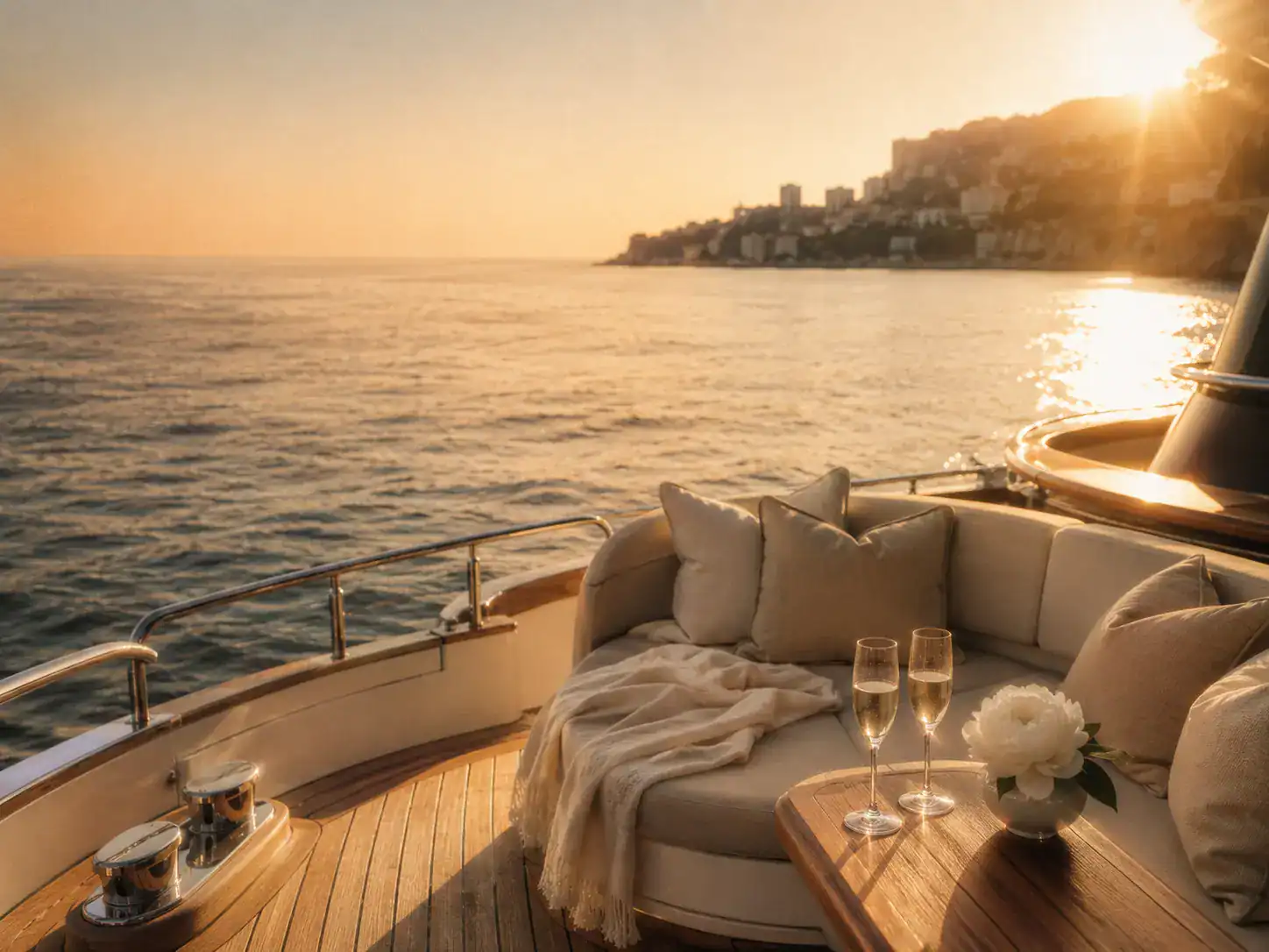 Nova Curated Yachts — Mediterranean harbour at golden hour